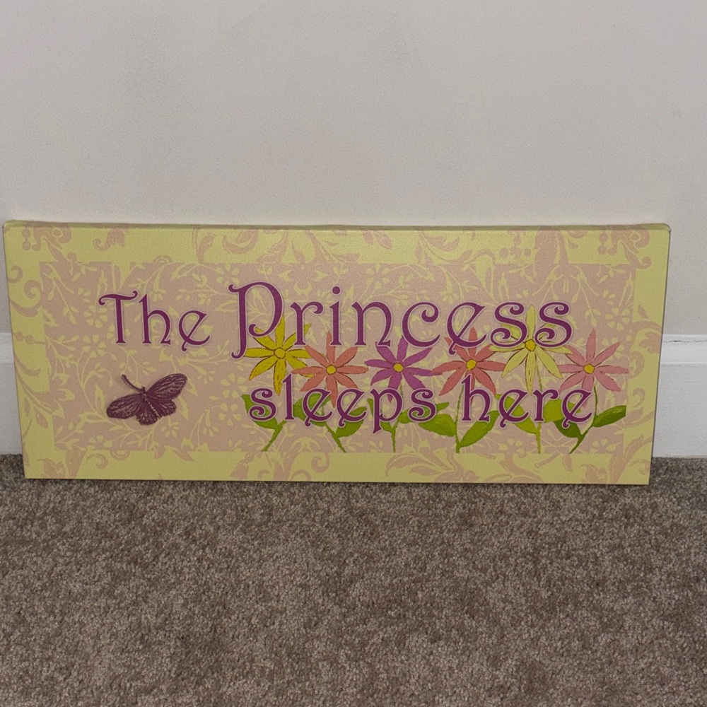 Princess Wall Decor Sign - Pink and Yellow